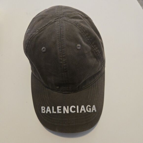 Authentic Balenciaga Embroidered Logo Classic Baseball Cap Gray - Picture 1 of 7